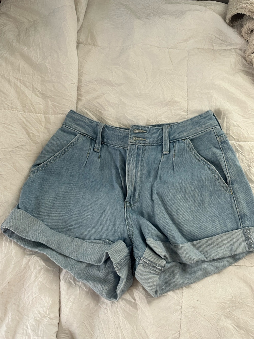 Hollister Light Blue Rolled Cuff Denim Shorts